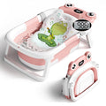 Baby Bathtub, Collapsible Newborn Bathtub for Infant to Toddler 0-24 Months with Soft Cushion and Thermometer,Portable Travel Newborn Tub with No-Slip Feet, Baby Shower Gifts,Pink