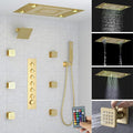 24x32 LED Dual Head Shower System 24"x32" Ceiling Mount Shower Head Thermostatic Shower System Rainfall Shower Set with 6 Inches Shower Head and 6 Body Jets High Pressure Shower Handheld