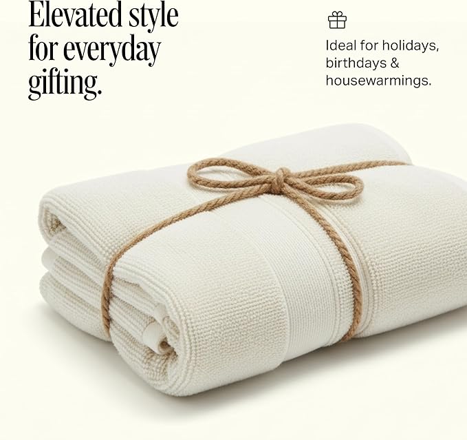 Preston Lane Douro Bath Mat – 100% Cotton, Plush & Absorbent Quick-Dry Bathroom Rug – Hotel-Quality Floor Mat for Shower or Tub, Made in Portugal, Alabaster