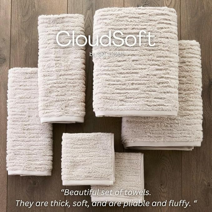 SKL Home CloudSoft Cotton Luxury 2-Piece Hand Towel Set, Oatmeal