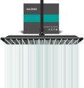 Square Rain Shower Head, High Flow Stainless Steel,Work with any decorative style，All Metal Rainfall Shower Head (Matte Black, 16)