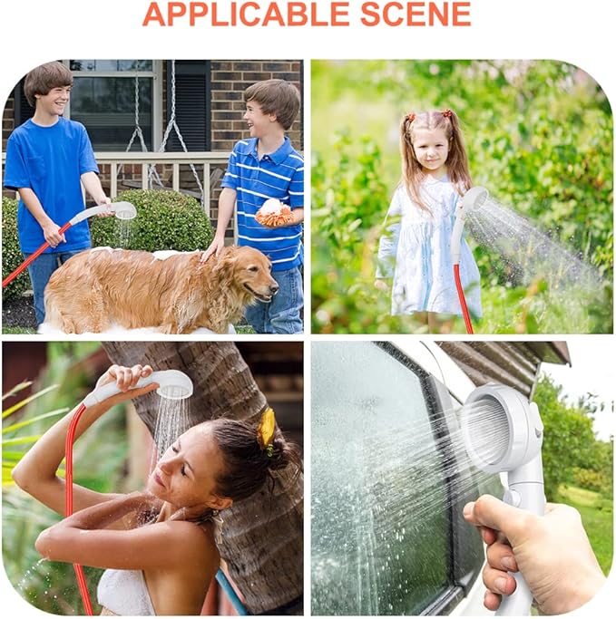 CAMPLUX Hand Held Showerhead with 5 FT Hose, Portable Spray Shower Head, High Pressure Shower Head with ON/Off Switch