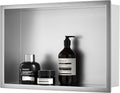 Stainless Steel Shower Niche 18" X 12" Brushed No Tile Needed Niche Shower Recessed Wall Horizontal Niches for Bathroom Storage Over Mount Installation