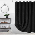 Black Boho Shower Curtain Modern Fabric Shower Curtain Shabby Chic Chenille Tufted Chevron Textured Striped Minimalist Shower Curtains 72 x 72 Inches
