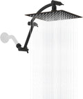 Hibbent All Metal Rain Shower Head, 8'' High Pressure Rainfall Square Showerhead with 16" Extension Arm, Solid Brass Adjustable Shower Arm Extender, Waterfall fixed Showerheads, Oil Rubbed Bronze