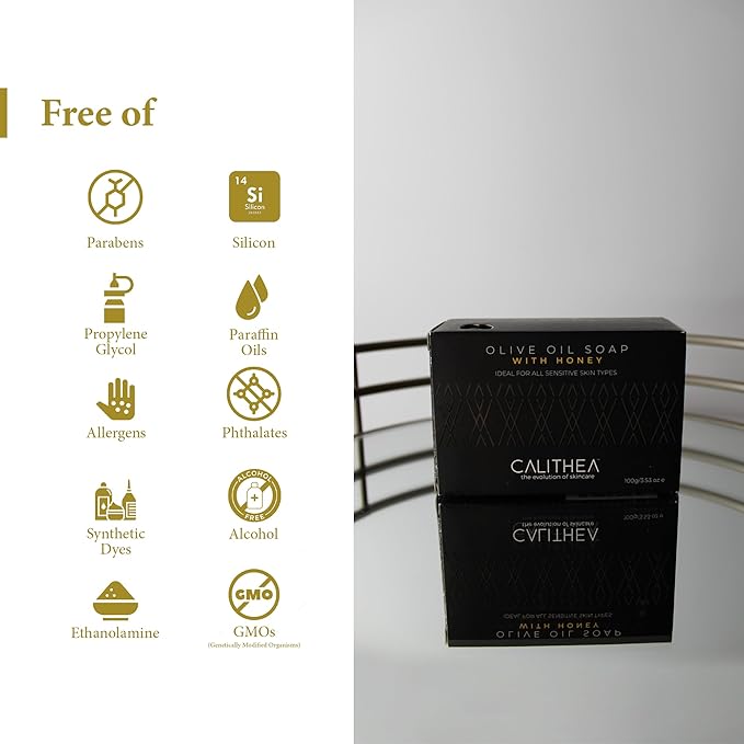 Calithea 3 Pack Soap Bars: Olive Oil Soap with Honey