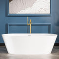 Sarlai 67 Inch Acrylic Freestanding Soaking Bathtub Contemporary Soaking White Tub Stand Alone Ergonomic Bathtub with Chrome Drain and Overflow