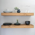 Urbandi Modern Floating Shelves 3 Inches Thick for Wall, Wide Shelves for Kitchen, Living Room, Bedroom, and Bathroom, Natural Pine Wood, Rustic Wooden Shelf, (Set of 2) (Aged Oak, 60Lx3Hx8D)
