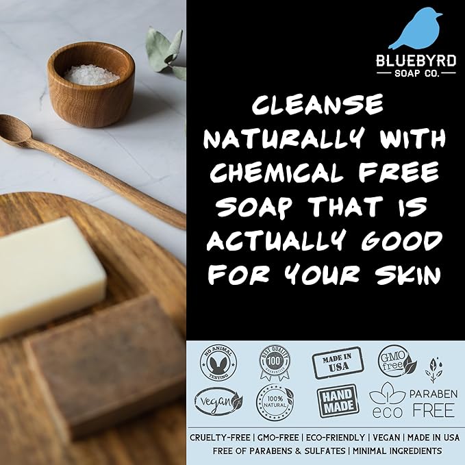 BLUEBYRD SOAP Men's Natural Bar Soap Gift Set (5 Bars) | Masculine Soap Bars Variety Pack - Bay Rum, Citrus Cedar Sage, Sandalwood, Frankincense, Exfoliating Pumice (Mens Original)