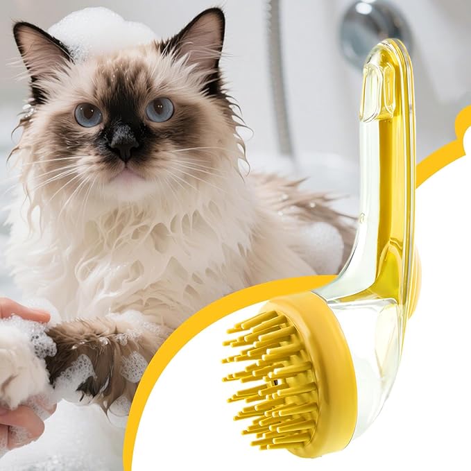 Dog Bath Brush – Cat Grooming Scrubber With Soap Dispenser, Gentle Massage Cleaning Tool | Ideal For Puppies Kittens Pets, Home Bathing, Swimming Pool, Beach, Travel And Professional Groomers