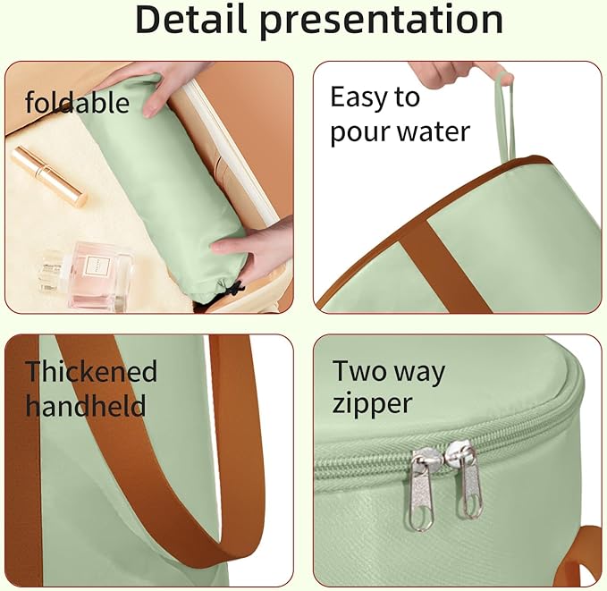 25L Collapsible Bucket Foot Bath Basin， Multifunctional Portable Foot Bath Tub Bag with Handles,Travel Outdoor Camping Portable Foot Soaking Spa Bucket (Green)