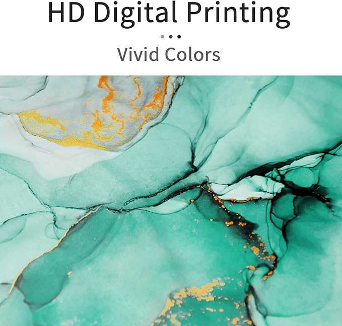 Gibelle Abstract Marble Shower Curtain, Teal Green Jade Texture Gold Stripes Ombre Watercolor Paint, Modern Ink Art Decor Waterproof Fabric Curtain for Bathroom Set, 71x71