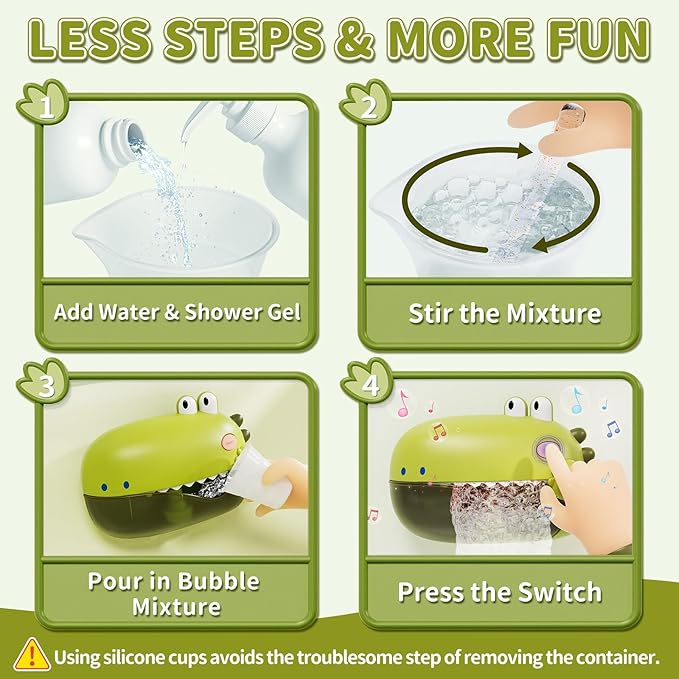 Lehoo Castle Baby Bath Toys, Bath Bubble Machine for Kids, Automatic Bubble Maker Toddler Bathtub Toy with 12 Melodies, Dinosaur Bath Toys for Boys Girls