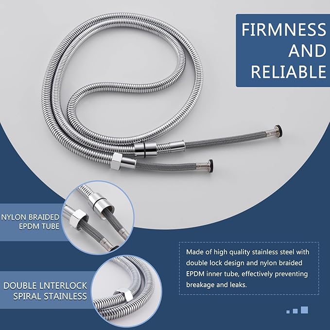 Angle Simple Replacement Shower Hose 79", Stainless Steel Flexible Handheld Shower Extension Hose 1/2" IPS, No Tangles, Chrome