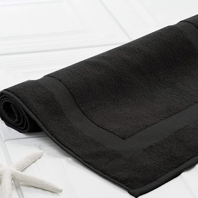 DAN RIVER Classic Cotton Bath Mats Set of 2 – Not a Bathroom Rug, Ultra Soft, Highly Absorbent & Machine Washable Bath Mat Towel for Bathroom Floor Mat – Durable, Quick-Dry, 21x34 Inches, Black