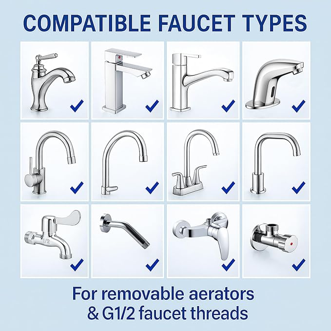 Shower Hose Adapter and Faucet Adapter Kit, Brass G1/2" Female, 55/64"-27 Female, and 15/16"-27 Male to 3/4" GHT Male Garden Hose Connector, with Washer and PTFE Tape