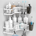 Shower Caddy Corner Organizer Shelf: 2Pack Adhesive Shower Essentials Accessories - No-Drilling Stainless Steel Bathroom Storage Rack with Hooks and Toothpaste Holder