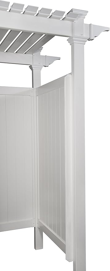Zippity Outdoor Products Hampton Shower Enclosure - 89"H x 62"W x 47"L White Vinyl Privacy Kit with Door for Pool & Beach, Model ZP19009