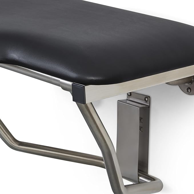 26" x 22.5" Black Padded Cushion Wall Mount Folding Right-Handed Transfer Bench Shower Seat, ADA Compliant