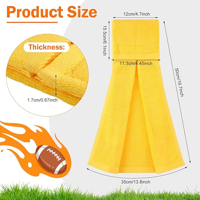 Shimeyao 3 Pcs Cotton Sports Football Towel with Closure Pitching Football Sweat Towel for Sports Gym Men Women Accessories(Yellow, White, and Red, Various)
