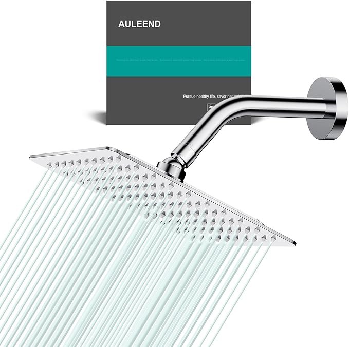 Square Rain Shower Head, High Flow Stainless Steel,Work with any decorative style，All Metal Rainfall Shower Head (Chrome, 8)