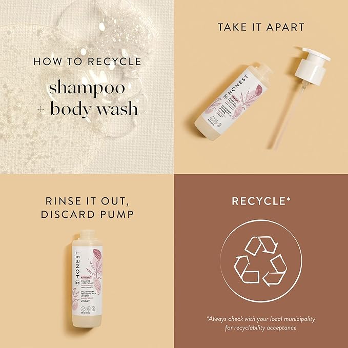 The Honest Company 2-in-1 Cleansing Shampoo Body Wash Gentle for Baby Naturally Derived Tear-free Hypoallergenic Sweet Almond Nourish 18 fl oz