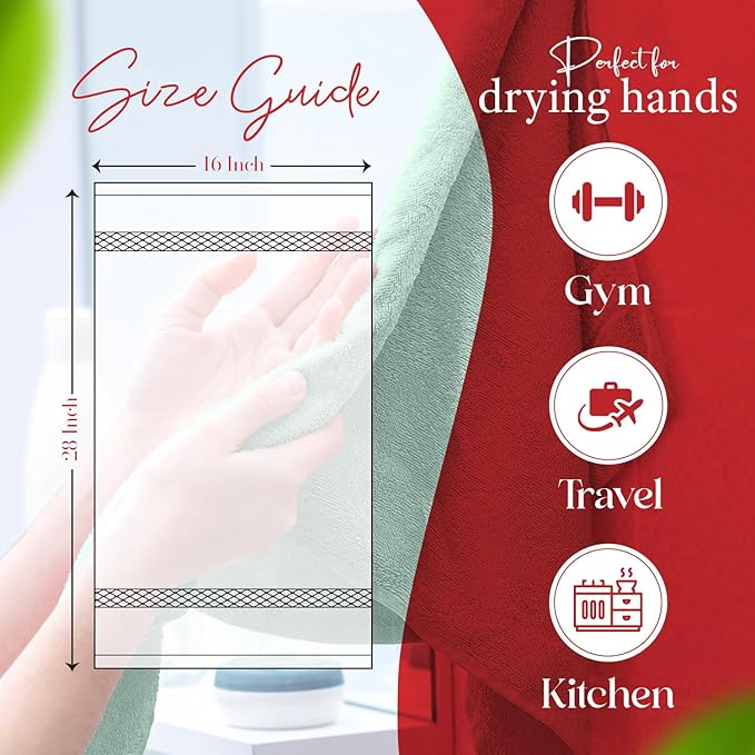 RIVERSIDE 6 Pack Premium Hand Towels Set, 16x28 inches, 100% Ring Spun Cotton, 600 GSM, Soft, Quick Dry and Highly Absorbent, Towels for Bathroom, Kitchen, Gym, Spa - Hunter Green