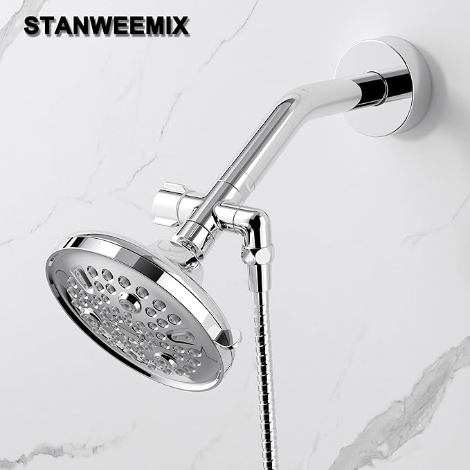 Solid Brass 3 Way Shower Arm Diverter Valve for Handheld Shower Head and Fixed Spray Head, G1/2 Universal Bathroom System Component Replacement Part (Chrome Finish)