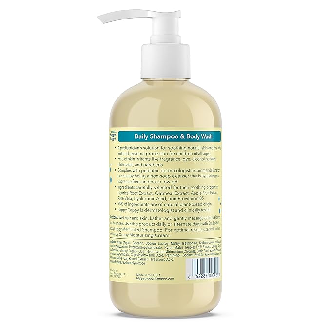 Happy Cappy Daily Medicated Shampoo and Body Wash Bundle - Baby Dandruff Shampoo, Helps Cradle Cap and Seborrheic Dermatitis, Reduces Redness, Dermatologist Tested, Fragrance-Free - 4 Pieces