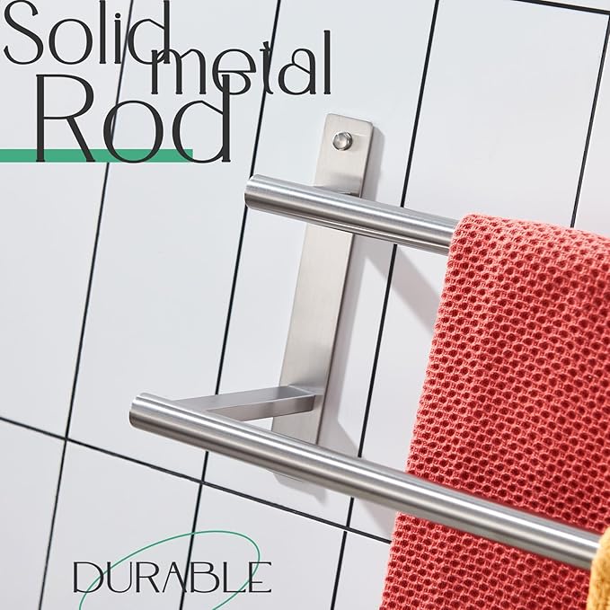 KOKOSIRI 32 Inch Bath Towel Bars Double Towel Racks Bathroom Towel Holder Towel Storage Towel Shelves Wall Mount Stainless Steel Satin Nickel B5010BR-L32