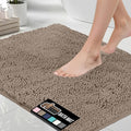 GORILLA GRIP Bath Rug Mat 42x24, Thick Absorbent Chenille, Quick Dry Microfiber Mats, Rubber Backing Washable Shower Floor Rugs, Bathmat Runner, US Designed Bathroom Home Decor Accessories Gray Beige