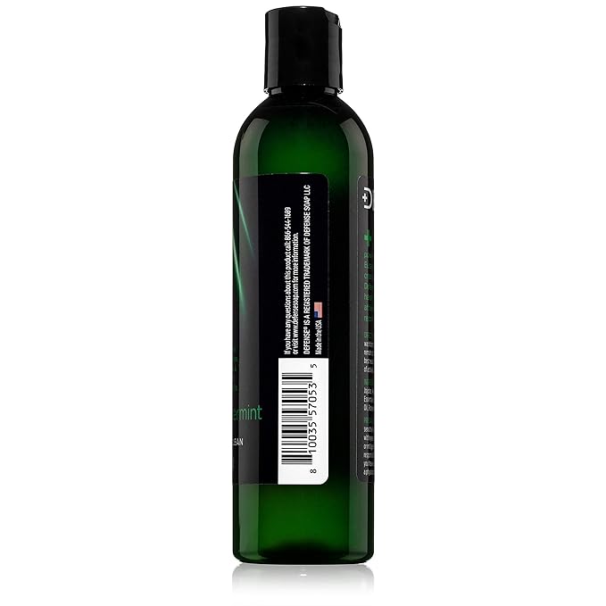 Defense Soap Peppermint Tea Tree Body Wash | All Natural Organic Shower Soap for Athletes | Odor Control & Skin Fungal Protection for Sports, Post Workout & Recovery - 8 oz