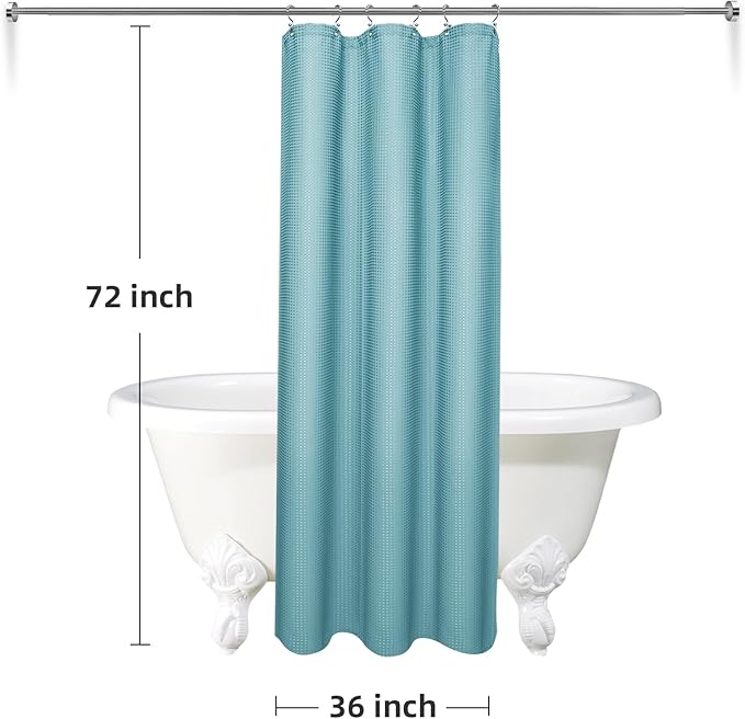 LaCyan 3 in 1 Waterproof Waffle Weave Shower Curtain and Clear Liner Set with 6 Stainless Steel Hooks Double Sided for Bathroom 72 Inches Heavy Duty Polyester Fabric Shower Curtains 36x72