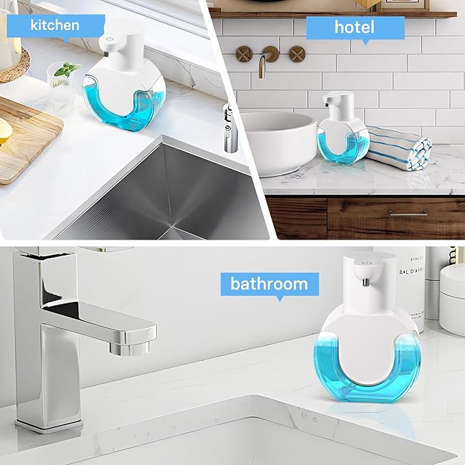 2 Pack Automatic Foaming Soap Dispenser 14.2oz/420ML Touchless Automatic Foaming Soap Dispenser,Rechargeabled Wall Mounted Smart Pump for Bathroom Kitchen