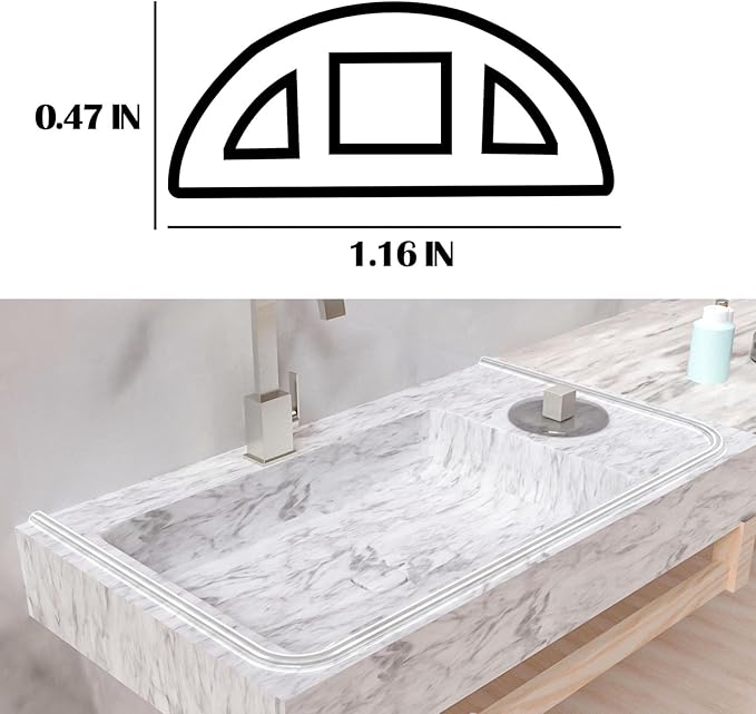 67" Shower Threshold Water Dam, Self-Adhesive Shower Barrier and Kitchen Water Stopper sealing Retention System Rubber Shower Guard Dam for Dry And Wet Separation Caulk Seal Strip Edge Trim