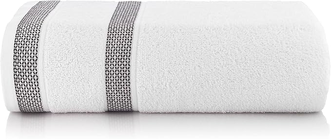 CASA COPENHAGEN Solitaire 6 Pieces Towel Set- Snow White, 600 GSM 2 Bath Towel 2 Hand Towel 2 Washcloth, Designed in Denmark Made of Soft Egyptian Cotton for Bathroom, Kitchen & Shower