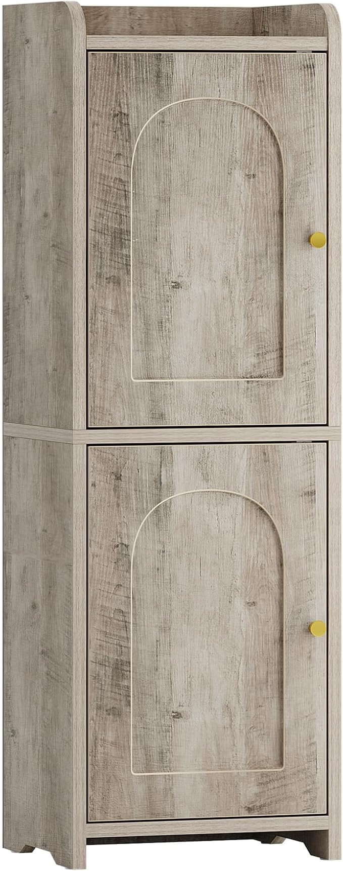 Bathroom Storage Cabinet, Corner Floor Cabinet with 2 Doors and Adjustable Shelf, Narrow Toilet Paper Cabinets, Bathroom Organizer for Small Spaces, 7.9" D x 9.8" W x 29.5" H Greige
