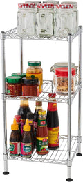 3 Tier Storage Racks Shelving, Heavy Steel Pantry Shelves, Adjustable Wire Shelving Rack, Suitable for Garage, Kitchen, Bathroom, Office, 12" W x 12" D x 24" H, Chrome