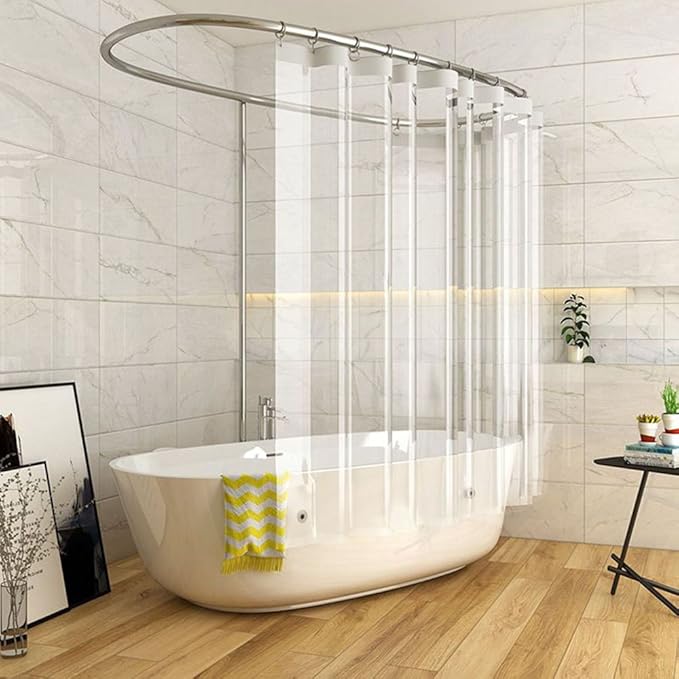 EurCross Long Clear Shower Curtain Liner 82 inch Length, EVA 10g Waterproof Plastic Bathroom Curtain Shower Liner 72x82 inches with 5 Weight Bottom Magnets, Transparent