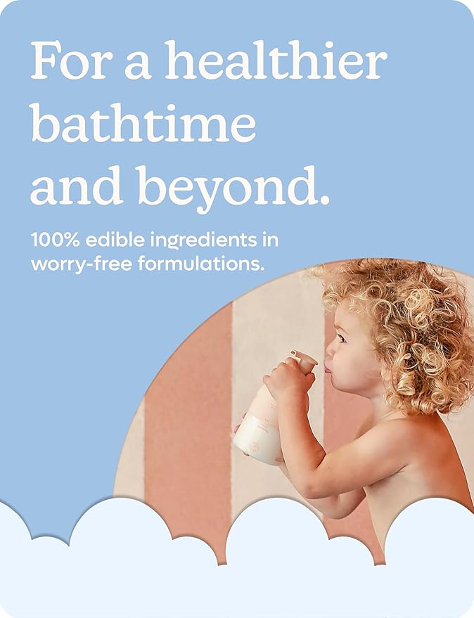 Babyology All Natural Baby Wash and Shampoo - 100% Edible Ingredients - with Organic Rose Water (Unscented) - 13,52 FL OZ - Good for Sensitive Skin - Non Toxic - Tear Free (Scents & Packs Vary)