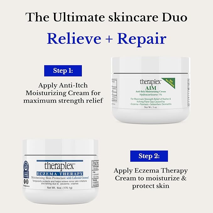 Theraplex AIM - Anti Itch Cream (2 oz) – 1% hydrocortisone for Itchy Skin Relief, moisturizing Cream for Eczema, Seborrheic Dermatitis. Safe for Kids. Relieves Itchy Skin with Maximum Strength.