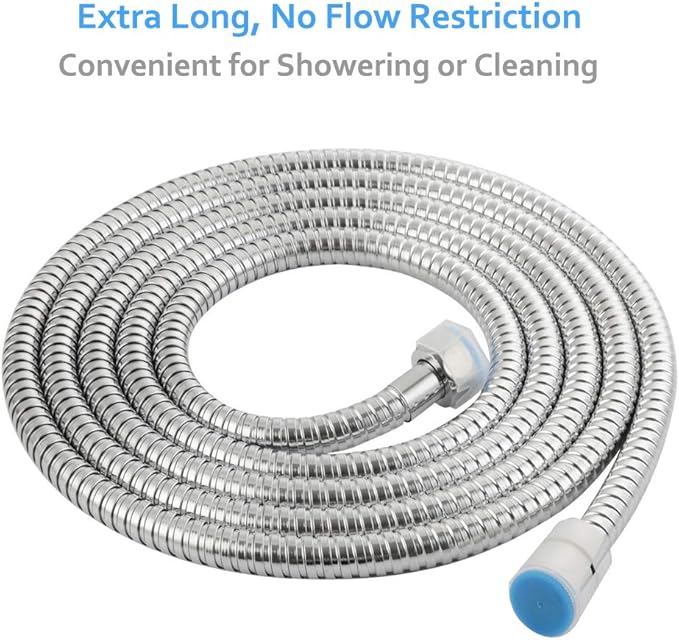 Extra Long Hand Shower Hose 118", Angle Simple Stainless Steel Flexible Shower Extension Hose Replacement 1/2" IPS, No Tangles, Chrome