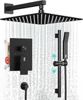 SR SUN RISE 10 Inch Slide Bar Shower Faucet Luxury High Pressure Shower Heads and Handheld Spray Combo Set Wall Mounted Shower System Included Valve and Trim Kit, Matte Black