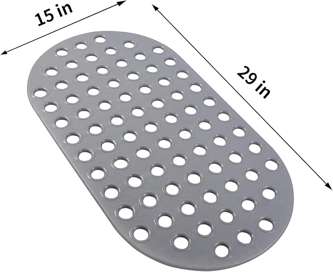 Shower Mat Non Slip Grey Bathtub Mat Non Slip 29 x 15 Inch Oval Bath Mat for Tub Bathroom Elderly Kids
