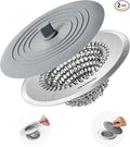 TRAPMATE Tub Stopper, Reversible Bathtub Drain Hair Catcher & Stopper, Ultra Revolutionary Bath Tub Drain Protector, Stainless Steel Hair Catcher & Silicone Stopper, 4.4" Drain Cover for Shower, Bath