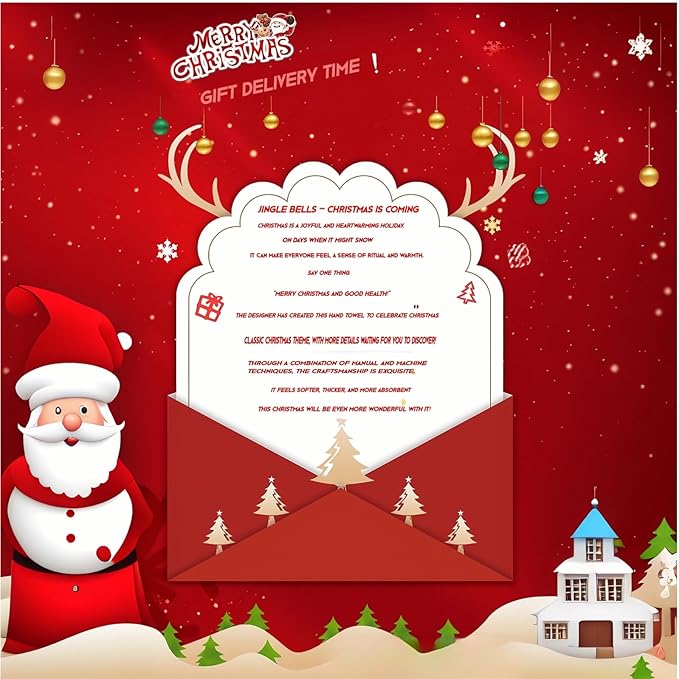 Cesqouc® 4pcs Hand Towels with Christmas Patterns : Santa Claus und Cute Christmas Snowman Patterns Suitable for Bathroom/Kitchen/Living Room/Washbasin