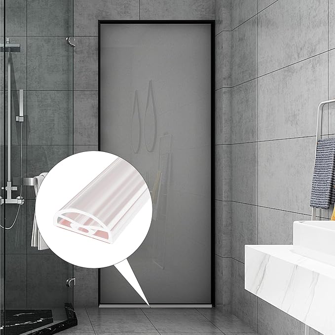 78” Transparent Shower Threshold Water Dam Stopper for Dry and Wet Separation,Self Adhesive Collapsible Walk in Shower Splash Guard Seal Strip,Silicone Sink Edge Water Barrrier for Bathroom,Kitchen