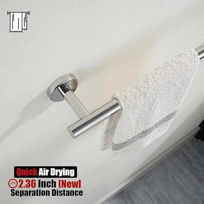 JQK Chrome Towel Bar, 27 Inch 304 Stainless Steel Thicken 0.8mm Towel Rack Bathroom, Towel Holder Polished Finished Wall Mount, Useable Length 24 Inch, TB110L24-CH