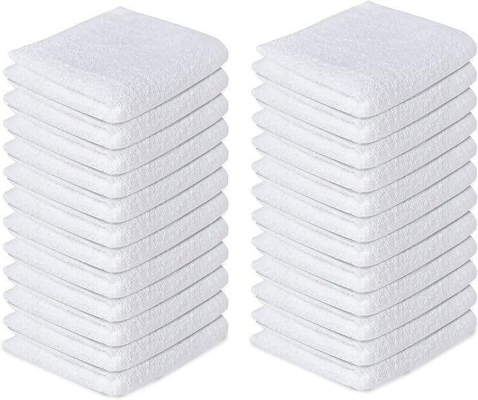 Softolle 100% Cotton Washcloths 24 Pack (12x12 Inches) Soft, Highly Absorbent Washcloth, Face Towels, Wash Cloths for Face, Ring Spun, Bulk Pack (Navy Blue/White, 24 Pack)