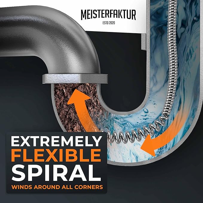 drain snake 3.0 [50 FT] - extremely long - Ideal plumbing snake for heavy & deep blockages - The drain auger for real do-it-yourselfers! (50 FT - 1/2 inch)